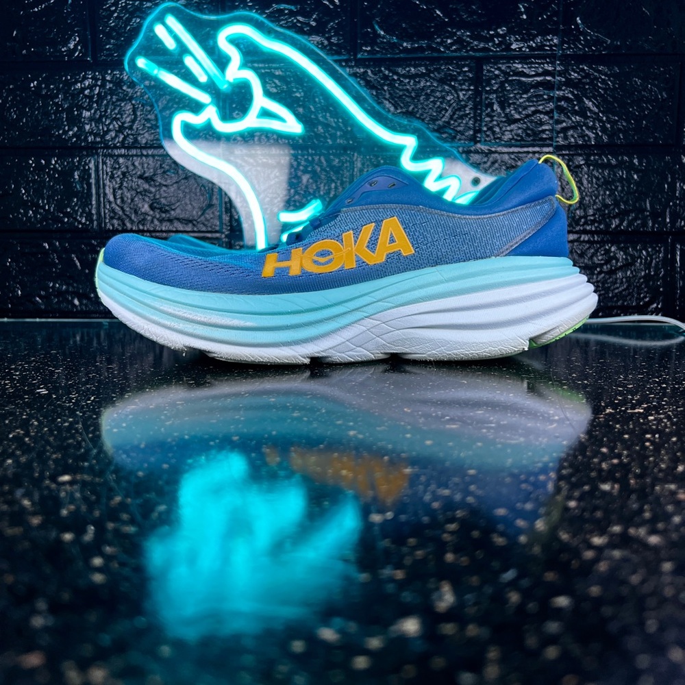 Hoka One One Bondi 8 Men’s Walking Gym Training Running Shoes Sneakers Blue - 11